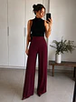 Pantalón Palazzo Lanilla Tiro Alto Mujer | Negro, Beige, Burdeo, Verde y Camel - Miniatura 4