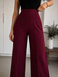 Pantalón Palazzo Lanilla Tiro Alto Mujer | Negro, Beige, Burdeo, Verde y Camel - Miniatura 16