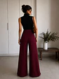Pantalón Palazzo Lanilla Tiro Alto Mujer | Negro, Beige, Burdeo, Verde y Camel - Miniatura 17