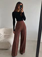 Pantalón Palazzo Lanilla Tiro Alto Mujer | Negro, Beige, Burdeo, Verde y Camel - Miniatura 5