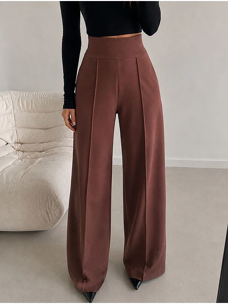 Pantalón Palazzo Lanilla Tiro Alto Mujer | Negro, Beige, Burdeo, Verde y Camel 19