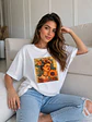Polera Blanca Mujer de Algodón con Estampado - Miniatura 6