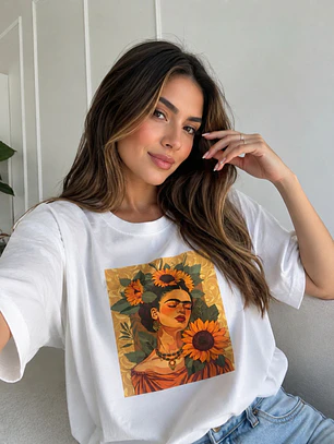 Polera Blanca Mujer de Algodón con Estampado