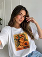 Polera Blanca Mujer de Algodón con Estampado - Miniatura 1