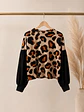 Polera Animal Print Camel Mujer Manga Globo Oversize - Miniatura 7