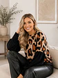Polera Animal Print Camel Mujer Manga Globo Oversize - Miniatura 8
