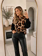 Polera Animal Print Camel Mujer Manga Globo Oversize - Miniatura 3