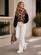 Polera Animal Print Camel Mujer Manga Globo Oversize - Miniatura 9