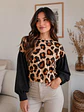 Polera Animal Print Camel Mujer Manga Globo Oversize - Miniatura 1
