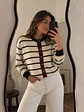 Chaleco Rayas Negro con Burdeo Mujer  - Miniatura 10