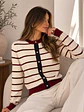 Chaleco Rayas Burdeo con Negro Mujer estilo Parisian - Miniatura 3