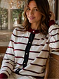 Chaleco Rayas Burdeo con Negro Mujer estilo Parisian - Miniatura 5