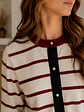 Chaleco Rayas Burdeo con Negro Mujer estilo Parisian - Miniatura 7
