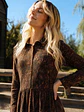 Vestido Camisero Largo Animal Print Café Mujer - Miniatura 2