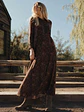 Vestido Camisero Largo Animal Print Café Mujer - Miniatura 3