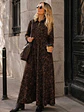 Vestido Camisero Largo Animal Print Café Mujer - Miniatura 5