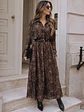 Vestido Camisero Largo Animal Print Café Mujer - Miniatura 7