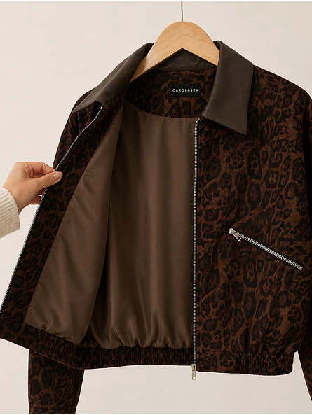 Chaqueta Bomber Gamuza Animal Print Mujer 5