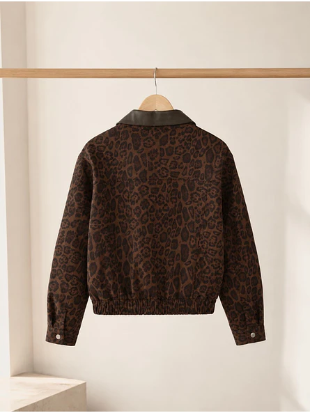 Chaqueta Bomber Gamuza Animal Print Mujer 6