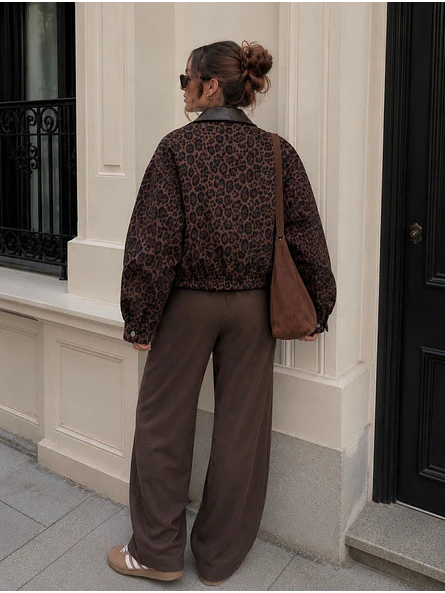 Chaqueta Bomber Gamuza Animal Print Mujer 7