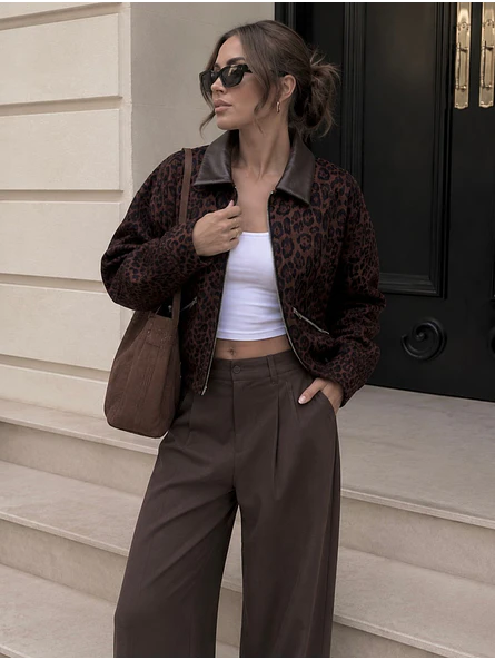 Chaqueta Bomber Gamuza Animal Print Mujer 9