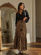 Falda Animal Print Larga Mujer con Aberturas Laterales - Miniatura 6