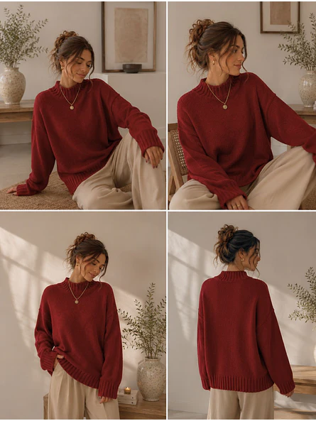 Sweater Oversize Básico Mujer Tendencia 8