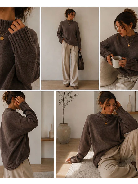 Sweater Oversize Básico Mujer Tendencia 9