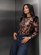 Polera Animal Print Café Mujer Manga Larga Invierno 2026 - Miniatura 1