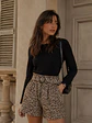 Short Animal Print Beige Mujer Tiro Alto con Cinturón - Miniatura 1