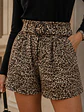 Short Animal Print Beige Mujer Tiro Alto con Cinturón - Miniatura 5