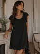 Vestido Negro Fiesta Vuelos Mangas Mujer - Miniatura 1