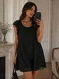 Vestido Negro Fiesta Vuelos Mangas Mujer - Miniatura 4