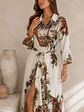Vestido Camisero Largo Blanco Animal Print Mujer - Miniatura 1