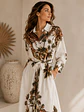 Vestido Camisero Largo Blanco Animal Print Mujer - Miniatura 4