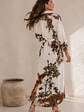 Vestido Camisero Largo Blanco Animal Print Mujer - Miniatura 5