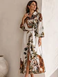 Vestido Camisero Largo Blanco Animal Print Mujer - Miniatura 6