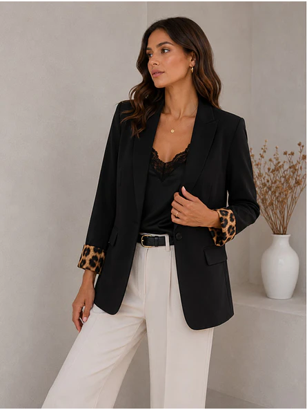 Blazer Sastre Forro Animal Print Mujer 13