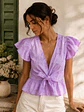 Blusa Lila mujer de Broderie con Vuelos  - Miniatura 4