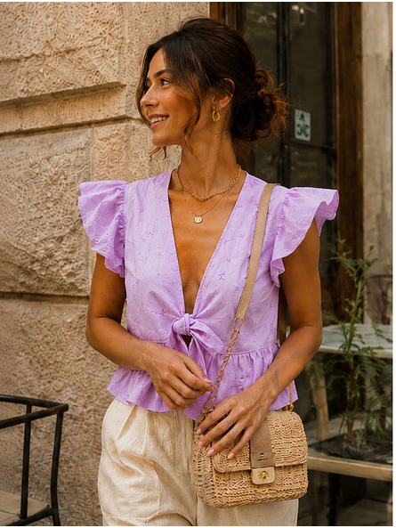 Blusa Lila mujer de Broderie con Vuelos  5