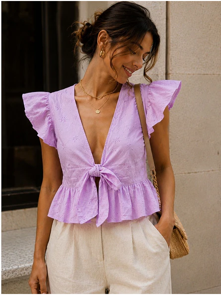Blusa Lila mujer de Broderie con Vuelos  8