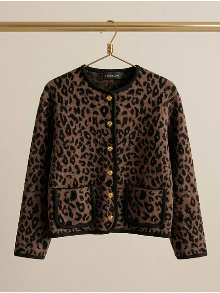 Chaqueta Leopardo Botones Dorados Mujer  5