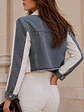 Chaqueta Crop Blanca Mujer con Mezclilla  - Miniatura 8