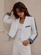 Chaqueta Crop Blanca Mujer con Mezclilla  - Miniatura 3