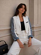 Chaqueta Crop Blanca Mujer con Mezclilla  - Miniatura 1