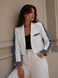 Chaqueta Crop Blanca Mujer con Mezclilla  - Miniatura 11