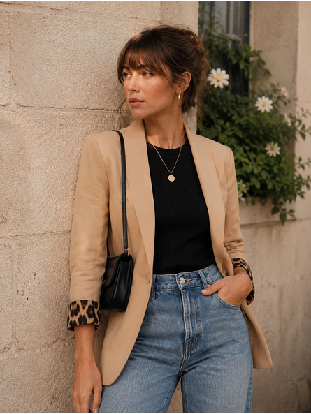 Blazer Mujer con Forro Animal Print Estilo Sastre 3