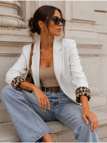 Blazer Mujer con Forro Animal Print Estilo Sastre 6