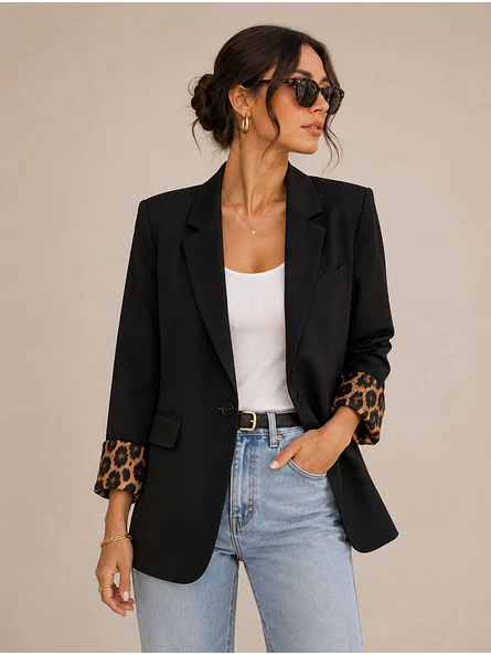 Blazer Mujer con Forro Animal Print Estilo Sastre 10