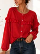 Blusa Roja Mujer con Vuelos Manga Larga - Miniatura 1